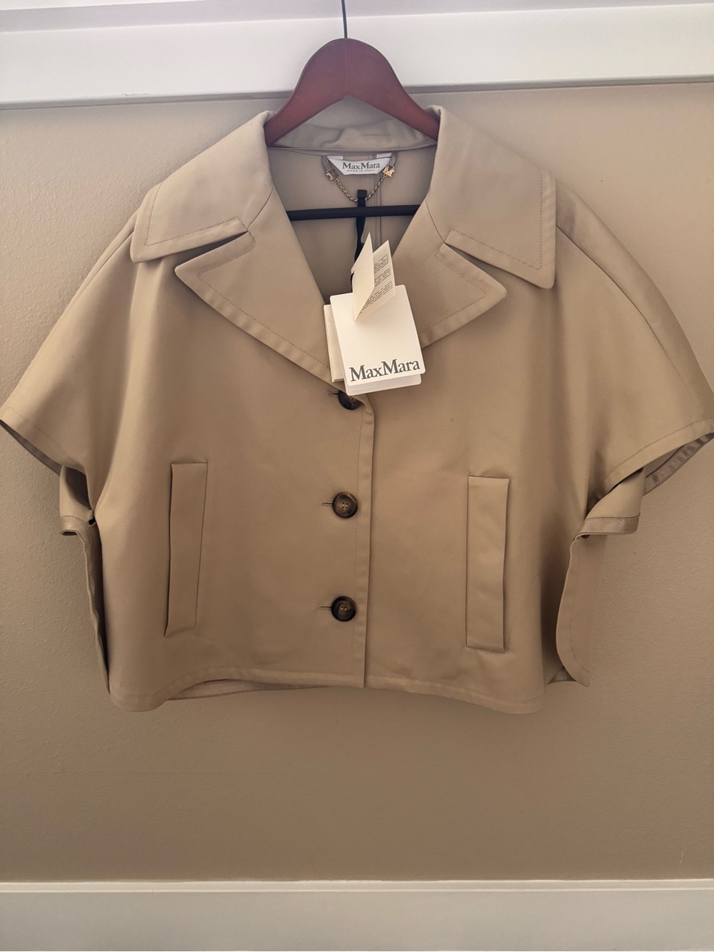 MaxMara Neutral Beige Short Cape Coat